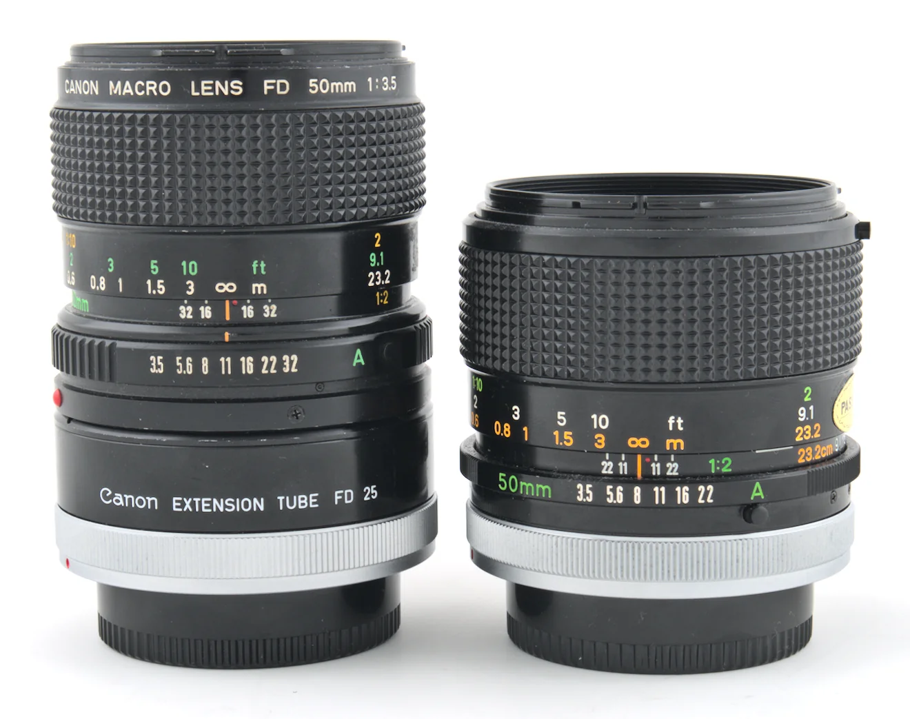 Canon FD 50mm f/3.5 Macro Lens Barrel Comparison