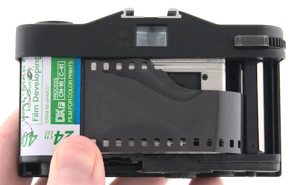 Load film into the Minox 35 EL camera