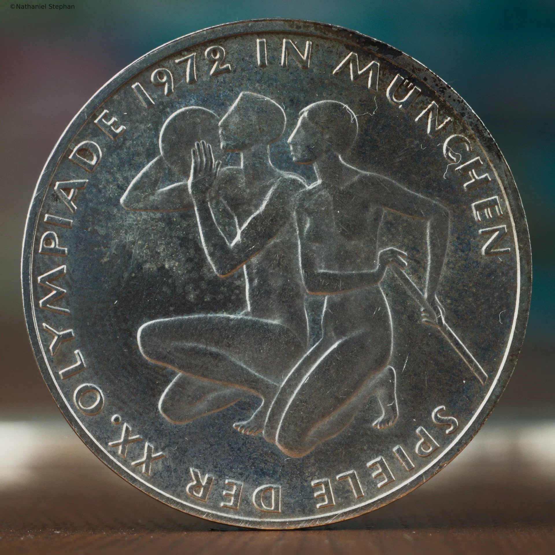 1972 Munich Olympics 10 Mark Coin – Obverse Obverse side of the 1972 Munich Olympics German 10 Mark silver coin