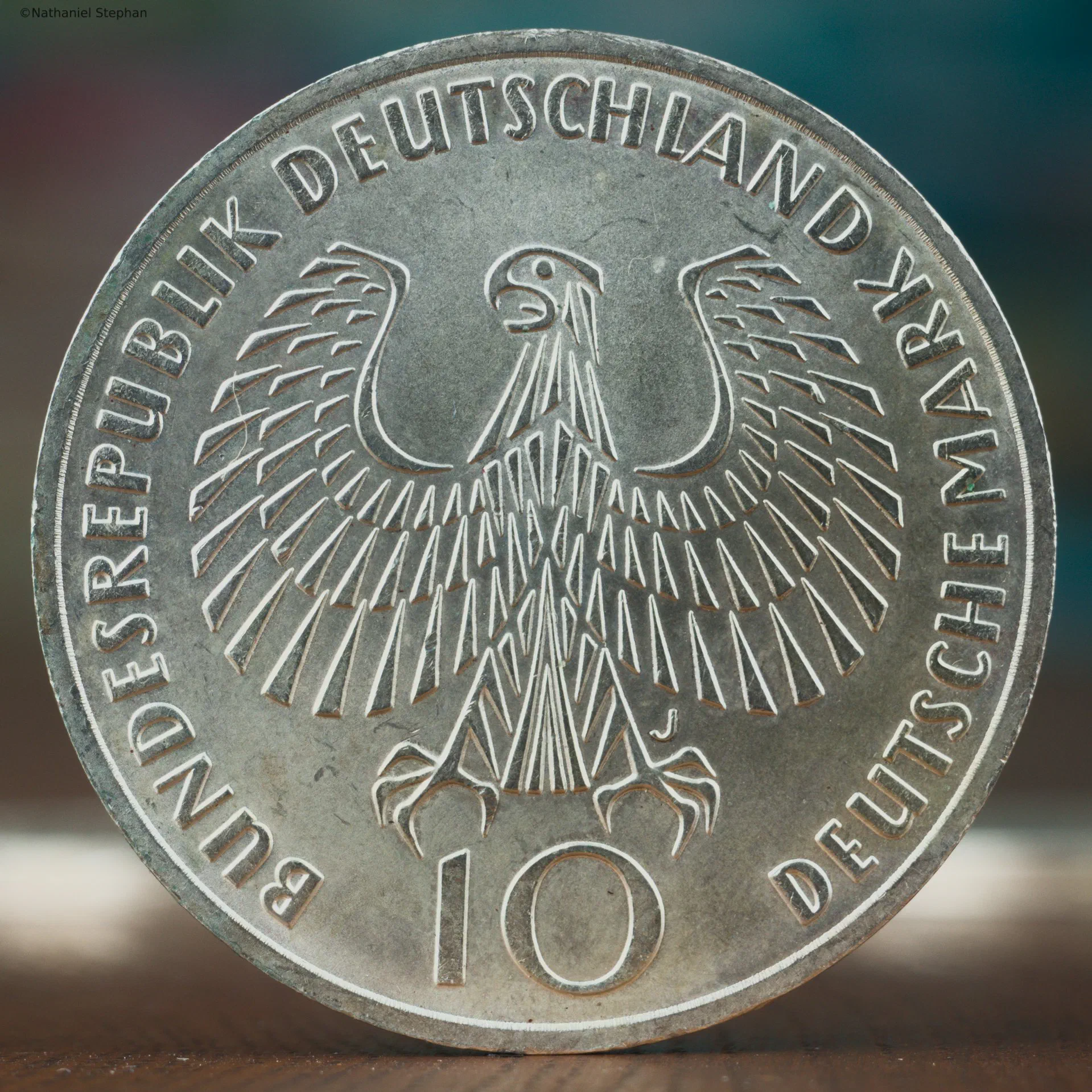 German 10 Mark Coin – München 1972 Olympics – Reverse Reverse of the German 10 Mark München 1972 Olympics commemorative silver coin