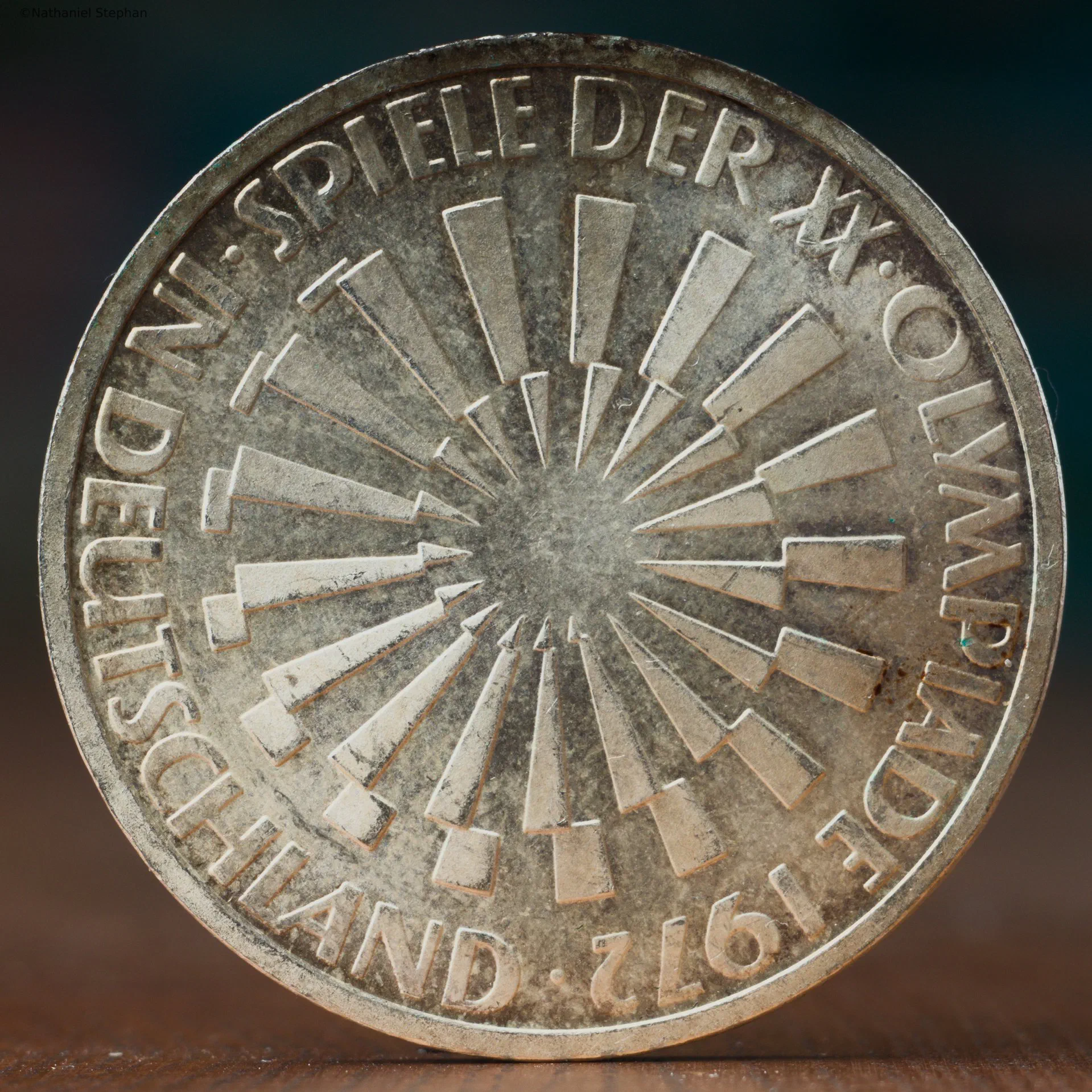 German 10 Mark Coin – Spiele der XX. Olympiade in Deutschland – Obverse Obverse of the German 10 Mark silver coin inscribed Spiele der XX. Olympiade in Deutschland commemorating the 20th Olympic Games