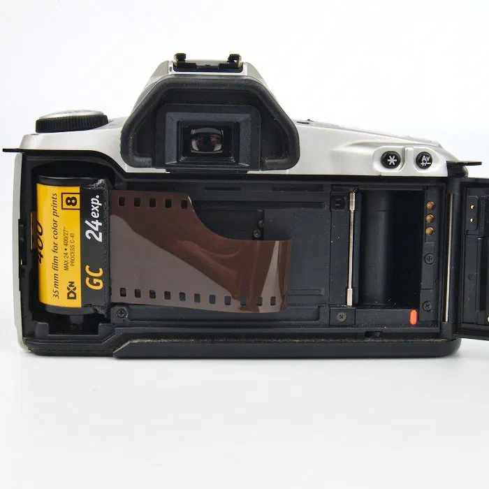 A 35mm Film Cartridge Loaded into the Camera. A 35mm Film Cartridge Loaded into the Camera.
