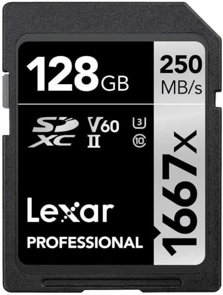 Lexar Professional SDXC V60 UHS-II 128GB Memory Card Lexar Professional SDXC V60 UHS-II 128GB SD Memory Card