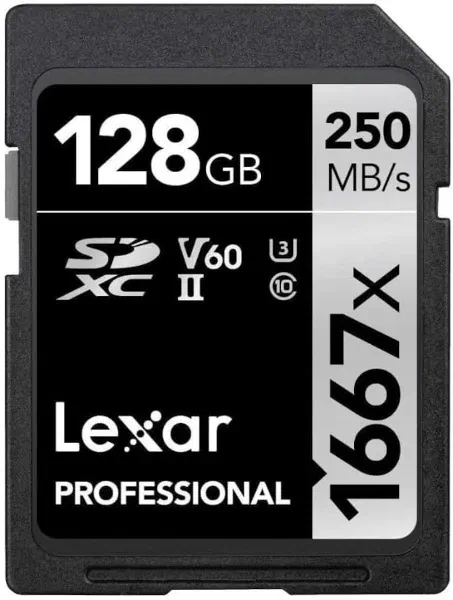 Lexar Professional SDXC V60 UHS-II 128GB Memory Card Lexar Professional SDXC V60 UHS-II 128GB SD Memory Card