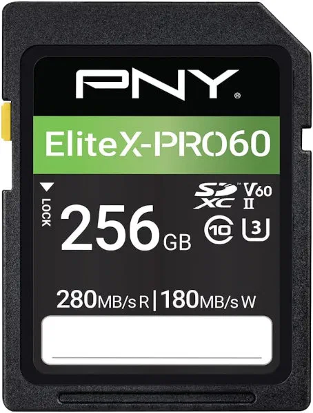 PNY EliteX-PRO60 SDXC V60 UHS-II 256GB SD card PNY EliteX-PRO60 SDXC V60 UHS-II 256GB SD Memory Card