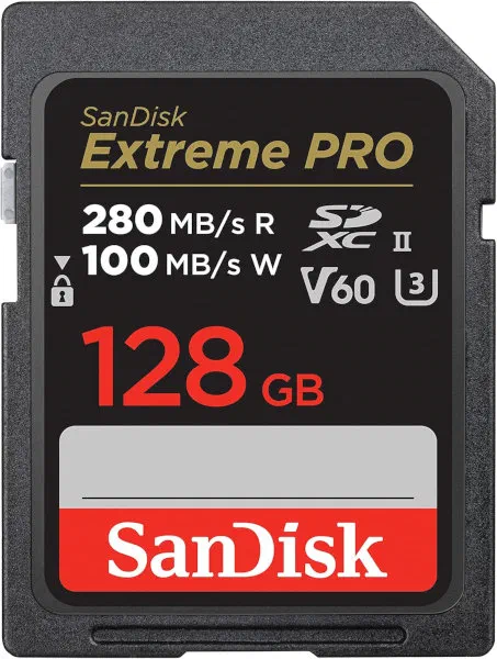 SanDisk Extreme PRO SDXC V60 UHS-II 128GB SD Card SanDisk Extreme PRO SDXC V60 UHS-II 128GB SD Memory Card
