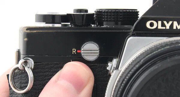 Olympus OM-1 Film Rewind Switch