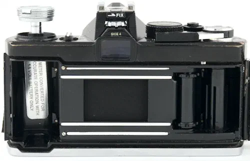 Cloth shutter in a Olympus OM-1 35mm Film SLR Cloth shutter in a Olympus OM-1 35mm Film SLR