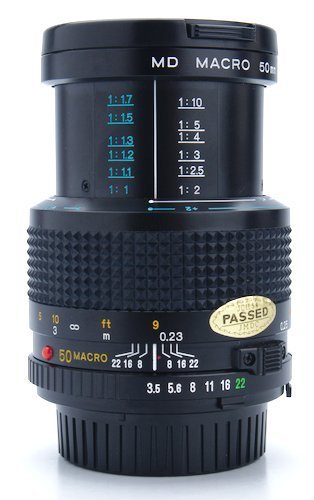 Lens Extended to 1:2 showing the Magnification Scale