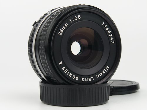 The Nikon 28mm f/2.8 Series E lens is the widest of that line. A small size, and low cost, make it an attractive manual focus lens for film or digital.