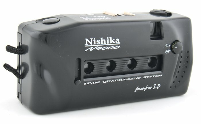 The Nishika N9000 is one of three quadrascopic lens cameras that is easily found on the used market today. It is unique for its small compact design.